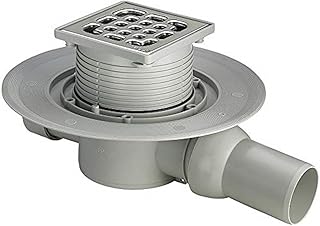 Viega 557119 Badablauf Advantix Modell 4935.1 mit Aufsatz, 100 x 100 mm, Grau, Edelstahl.