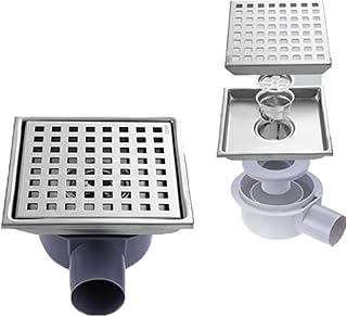 Duschrinne Quadratisch Edelstahl Bodenablauf,15×15 cm,Bodenablauf Dusche,Haarfilter 2 in1 Beflies…