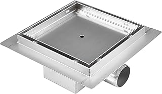 VILSTEIN© Duschrinne, Quadrat, Befliesbar, 15×15 cm, Siphon mit Geruchsstop und Haarsieb, Quadra…