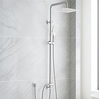 SunCleanse Regendusche ohne Armatur, Eckiger Duschkopf aus Edelstahl 25×25 cm, höhenverstellbar …