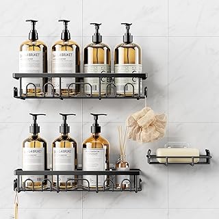 3 Stück Duschablage Ohne Bohren Edelstahl, Badezimmer Organizer Regal Zubehör, Seifen Zahnbürs…
