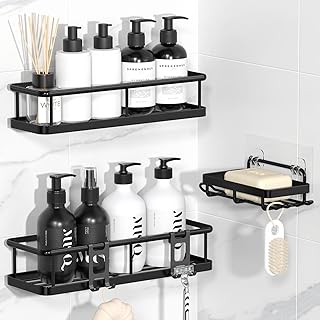 YASONIC Duschablage Ohne Bohren, 3 Stück Rostfreie Badezimmer Organizer, Schnelltrocknender Dusc…