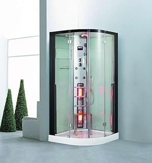 Dampfdusche Virginia 100×100 cm mit Infrarotsauna, 3 kW Dampfgenerator, Massagedüsen, LED-Farbli…