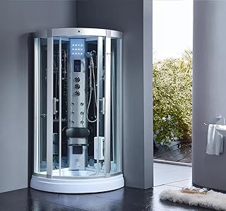 Dampfdusche Las Vegas 95x95cm – Wellness-Oase mit 6 Massagedüsen, Regenfalldusche, Touchdispla…