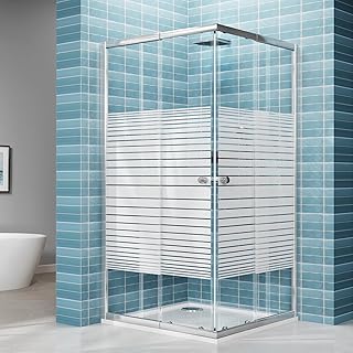 Duschkabine Eckeinstieg Variabel 75-90 cm, Duschwand mit Doppel Schiebetür für 80×80 cm 90×90 c…