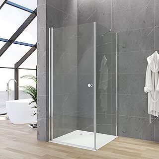 Duschkabine Eckeinstieg 90×80 x 187 cm Duschabtrennung Duschwand Glas Eck Dusche mit Duschtür un…