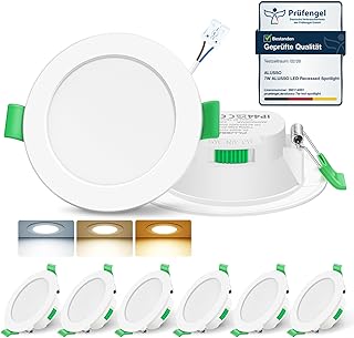 ALUSSO LED Einbaustrahler 230V 7W Dimmbar 68mm, IP44 Einbauleuchten Für Badezimmer Küche, 3000K…