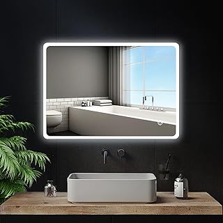 Youyijia LED Badspiegel mit Beleuchtung, 70 x 50 cm Wandspiegel Badezimmerspiegel Kaltweiß 6000K…