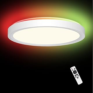 LED Deckenleuchte Dimmbar 30CM, 24W 2400LM RGB Deckenlampe Farbwechsel mit Fernbedienung, 2700K-6…
