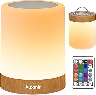 Auxmir Nachttischlampe Nachtlicht Kinder 3000mAh, Stilllicht Touch Dimmbar 5 Modi 13 Farben 5 Hel…