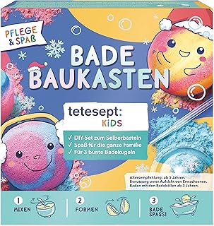 tetesept Kids Badebaukasten 1 Stück – DIY Bastelset für 3 bunte Badekugeln – Sprudelbälle …