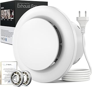 Badlüfter 100mm, 12W Leiser Abluftventilator, 130m³/h Starker Lüftung Wandventilator, Geräusc…