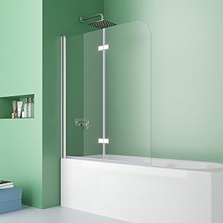 Duschwand für Badewanne 100×140 cm, 2-teilig faltbare Duschtrennwand & Badewannenfaltwand aus ES…
