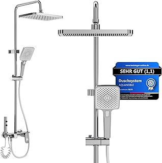AquaNoble Aufputz Duschsystem mit Thermostat & Ablage – Duscharmatur Komplettset mit Regendusch…