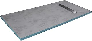 MARWELL Duschelement 90 x160 x 4 cm – direkt befliesbar mit integrierter Ablaufrinne und waagerec…
