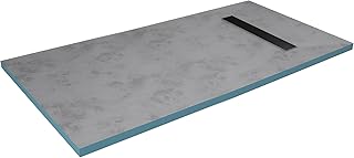 MARWELL Duschelement 90 x160 x 4 cm direkt befliesbar mit integrierter Ablaufrinne und waagerecht…
