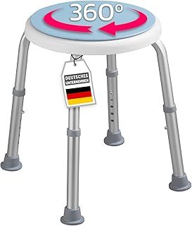 KARAT Duschhocker – 360° drehbarer Duschstuhl belastbar bis 150kg, höhenverstellbar mit rutschh…