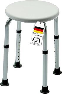 Duschhocker rund Senioren höhenverstellbar EN 581-1:2006/-2:2009 EN 1022:2005 getestet (Badhocke…
