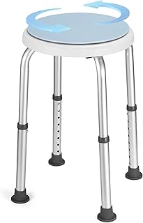 Careboda 360° Drehbarer Duschhocker，Hocker höhenverstellbar 34-52cm，bis 136KG，Rutschfeste…