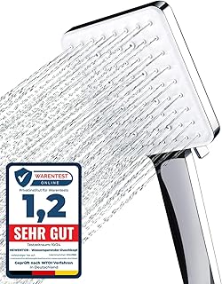 Newentor Duschkopf [TESTSIEGER], Eckig Duschkopf Hochdruck Duschbrause Handbrause mit 6 Strahlart…