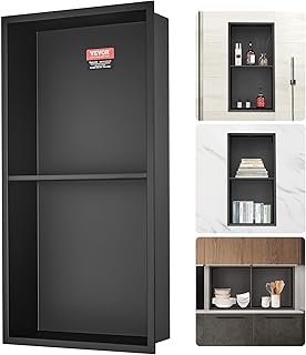 VEVOR Wandnische 10×33,02×63,5cm Duschnische Edelstahl Nische Doppellagig 100% Wasserdicht Nische…