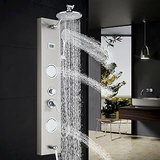 Duschpaneelsystem 4 Duschmodi Regenfall, Wasserfall 2 Körpermassagedüsen Wannenauslauf Handbrau…