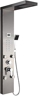 Auralum Edelstahl Duschpaneel 3 Funktionen Duschsäule Regendusche Duschset mit Wassertemperatura…