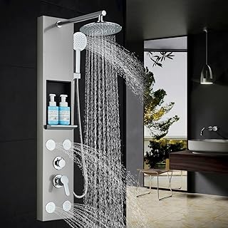 Duschsäule aus Edelstahl mit Massagedüsen Säule Wanddusche multifunktional Duschpaneel mit Abl…