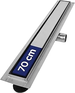 VILSTEIN® Duschrinne Edelstahl Extra Flach [70CM] – Bodenabfluss Dusche Komplettset – Ablaufrinn…