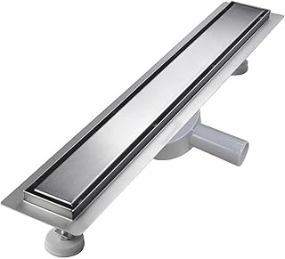 Duschrinne 80 cm, Befliesbar Duschrinne extra flach, Edelstahl Bodenablauf Komplettset mit 360°S…