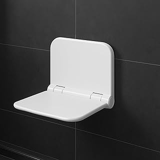Bürstenking Duschklappsitz für Wandmontage mit Rückenlehne bis 140 kg belastbar, weiß – Ide…