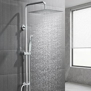 Auralum Regendusche ohne Armatur, Duschsystem Edelstahl mit Regendusche Duschkopf 30cmx30cm eckig…