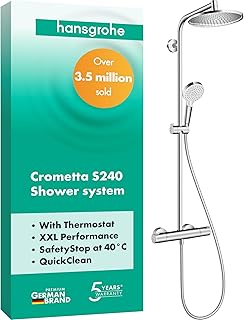 hansgrohe Crometta S – Duschsystem mit Thermostat, Regendusche (240 mm) mit Armatur, Handbrause (…