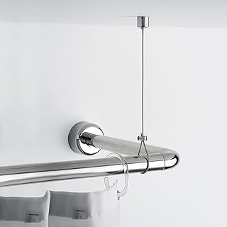 GEDY SPA Chrom, Duschvorhanghalter, Maße: 0,5 x 150 x 2 cm, Höhe verstellbar bis 150 cm, Stahls…