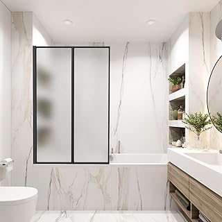 Duschwand für Badewanne 100×140 cm, 2-teilig Faltbar aus Bruchsicherem PS-Kunststoff, Duschwand…