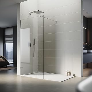 SONNI Duschwand Glas 120 x 200 cm Walk In Dusche 8 mm NANO Glas Duschtrennwand Badewanne Duschwand
