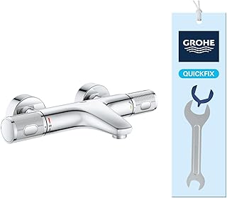 GROHE Precision Feel, Badewannenarmatur, wassersparend (Thermostat mit stets kühler Oberfläche …