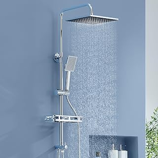 Auralum Regendusche ohne Duscharmatur, Edelstahl Duschsystem mit Bohrfree-ablage, Dusche Komplett…