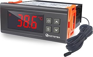 KETOTEK Temperaturregler 230V, Digitaler Thermostat mit Fühler, Temperaturschalter Heizung Kühl…