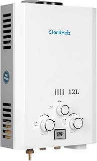 Durchlauferhitzer 12L 24 kW – LPG/Propan Warmwasserbereiter mit LCD Display, Sofort-Heißwasser…