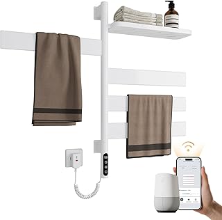 EMKE Handtuchheizkörper Elektrisch 120W, 180° Drehung Badheizkörper Elektrisch mit Lagerregal,…