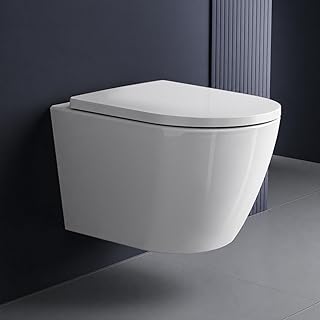 HySail Spülrandloses Hänge WC – 360° leise Tornado-Spülung & Absenkautomatik, wassersparend, …