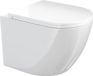 VILSTEIN Hänge WC mit 360° Tornado-Spülung, Spülrandloses Wand-Toilettenbecken aus Keramik, g…