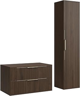 Badplaats Waschbeckenunterschrank Rimini 80 x 46 cm Walnuss Braun – Hängender Badezimmerschrank …