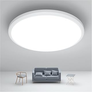 LED Deckenleuchte Flach 25W, IP54 Wasserfest, Ø30cm 2000LM 6500K, Runde LED Deckenlampe für Woh…