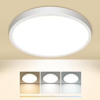 slochi Deckenlampe LED Deckenleuchte Flach, 3Farben – 3000K/4000K/6500K, IP44 Wasserfest Rund Bad…