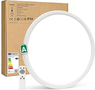 Bowfar LED Deckenleuchte Effizienzklasse A, 12W 2600LM Deckenlampe Dimmbar 3000K-6500K, IP54 Ultr…