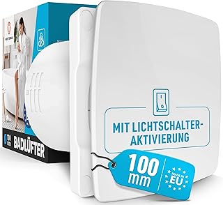 MEISTERBAU – Badlüfter mit Lichtschalter-Aktivierung [Made in Europe] – Leiser Lüfter 100mm Dur…
