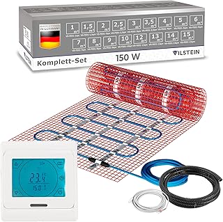 VILSTEIN® Elektrische Fußbodenheizung 150W/m² – Komplettset mit Touchscreen-Thermostat – I…