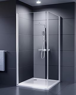 DUSCHMEISTER Glas-Duschkabine 75x75cm Chrom – Eckdusche Eckeinstieg Drehtür, 6mm ESG Sicherhei…